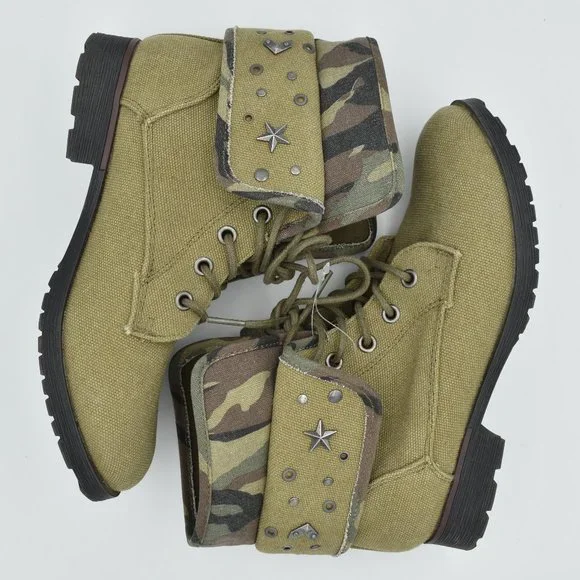 NWOT Rock & Candy by ZiGi Green Camouflage Spraypaint Boots, Women's Size 6.5 - Picture 13 of 13